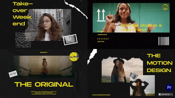 Grunge Slides Mogrt Premiere Pro template preview