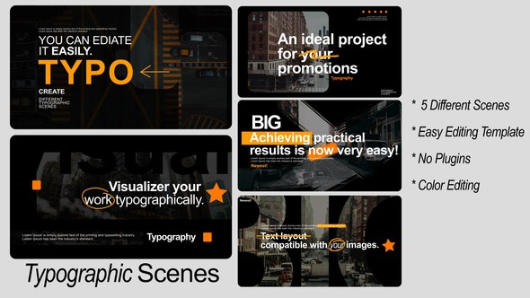 Videohive Typographic Scenes 56213602 Titles template preview
