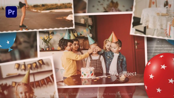 Happy Birthday Gallery MOGRT Premiere Pro template preview
