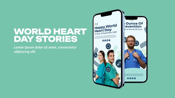 Videohive World Heart Day Stories Video Displays template preview