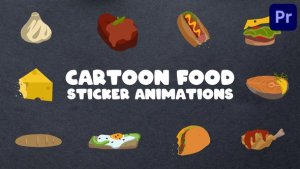 Cartoon Food Sticker Animations for Premiere Pro Premiere Pro template preview