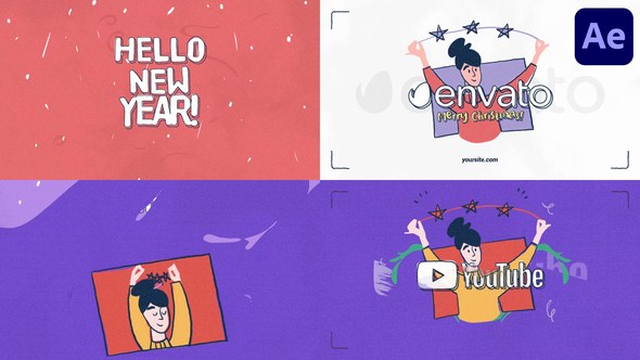 Videohive Hand-Drawn Flat Christmas Logo for After Effects Logo Stings template preview
