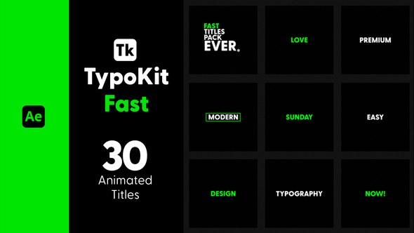 Videohive Typo Kit Fast Titles for After Effects Titles template preview