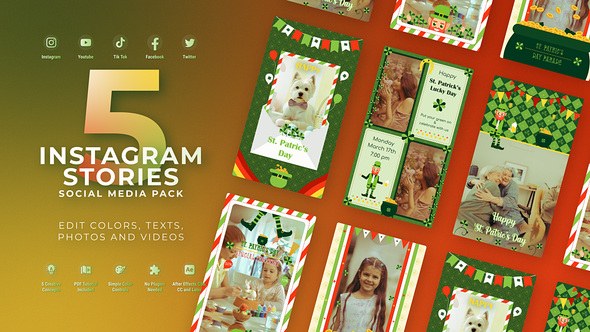 Videohive St Patrick's Day Instagram Vertical Stories Video Displays template preview