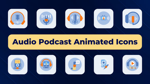Videohive Audio Podcast Animated Icons Elements template preview