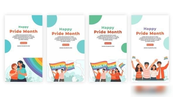 Videohive Happy Pride Month Instagram Stories Pack Elements template preview