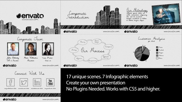 Videohive Sketch Corporate Video Pack Openers template preview