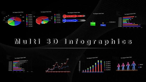Multi 3D Infographics Video Displays template preview