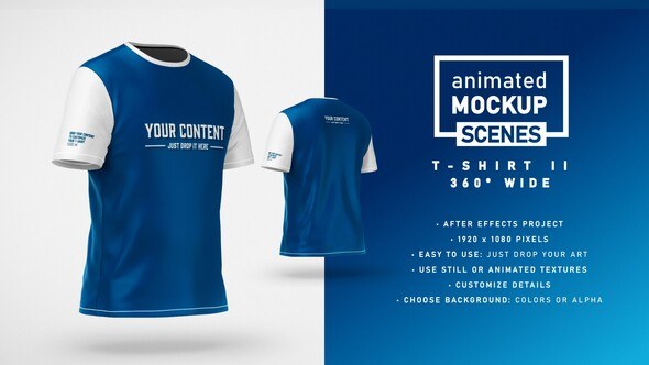 Videohive T-shirt II 360 Wide Mockup Template - Animated Mockup SCENES Video Displays template preview