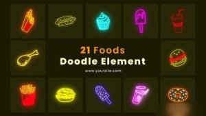 Videohive Tasty Foods Doodle Element Pack Elements template preview