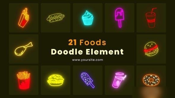 Videohive Tasty Foods Doodle Element Pack Elements template preview