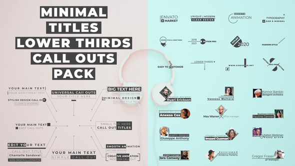 Videohive Minimal Titles/Lower Thirds/Call Outs Pack Titles template preview