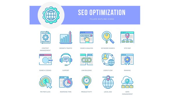 Seo Optimization - Filled Outline Animated Icons Video Displays template preview