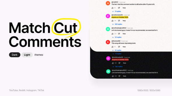 Videohive Match Cut Comments Logo Stings template preview