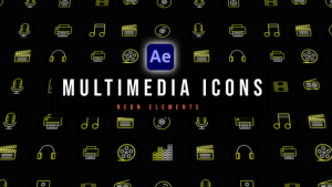 Videohive Multimedia Neon Icons Elements template preview