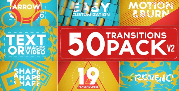 50 Transitions Pack with Opener - After Effects Project (Videohive) Elements template preview
