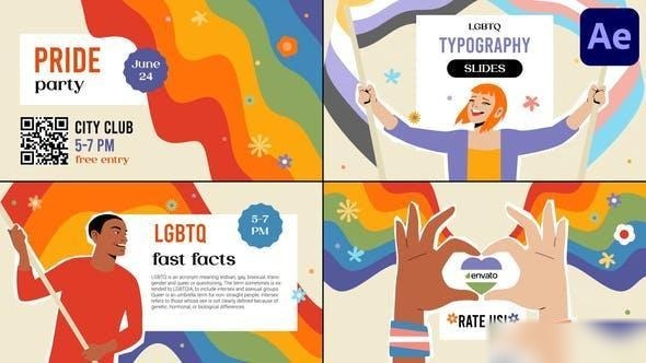 Videohive LGBTQ Typography Slides for After Effects Openers template preview