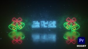 Christmas Neon Lights Wishes MOGRT Premiere Pro template preview