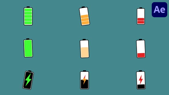 Videohive Battery Levels And Charging Icons | After Effects Elements template preview