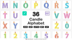 Videohive Candle Lottie Alphabet Elements template preview