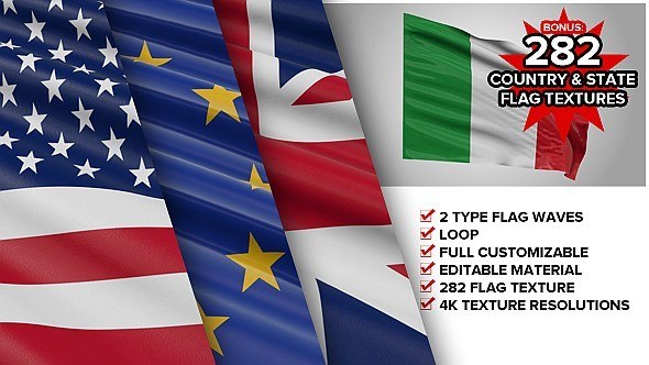 Custom Element 3D Flag Video Displays template preview