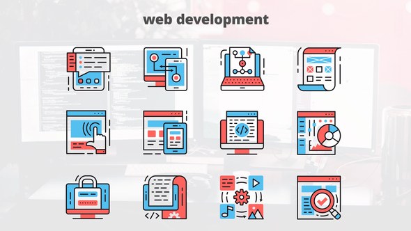 Web Development – Thin Line Icons Video Displays template preview