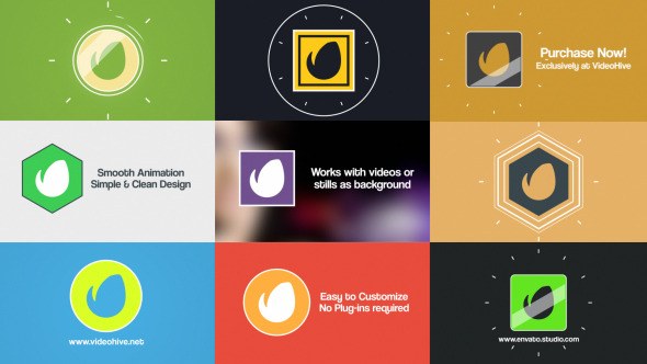 Videohive Simple Flat Logo Reveal Pack Video Displays template preview