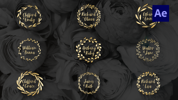 Videohive Gold Wedding Wreath | After Effects Titles template preview