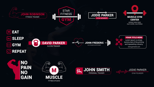 Videohive Gym & Fitness Titles Elements template preview