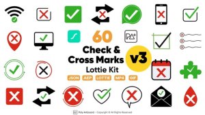 Videohive Check & Cross Marks Lottie Kit Vol.3 Elements template preview