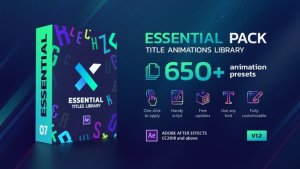 TypeX - Essential Pack: Title Animation Presets Library Video Displays template preview