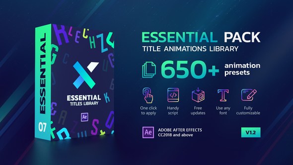 TypeX - Essential Pack: Title Animation Presets Library Video Displays template preview