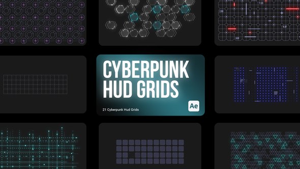 Videohive Cyberpunk HUD Grids for After Effects Elements template preview