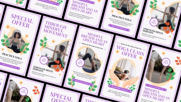 Videohive Yoga Class Reel & Story Video Displays template preview