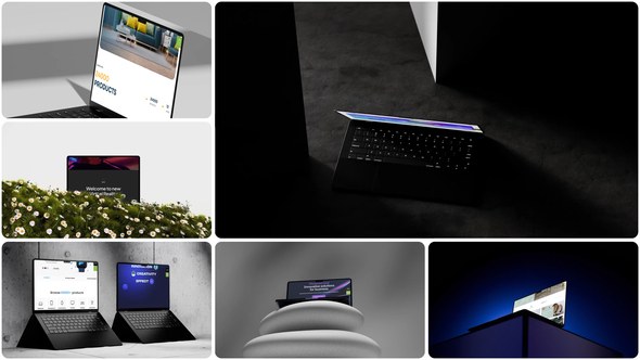 Videohive Modern 3D MacBook Mockups Scene Kit вЂ“ Minimal Laptop Display Templates for UI/UX Presentation Product Promo template preview