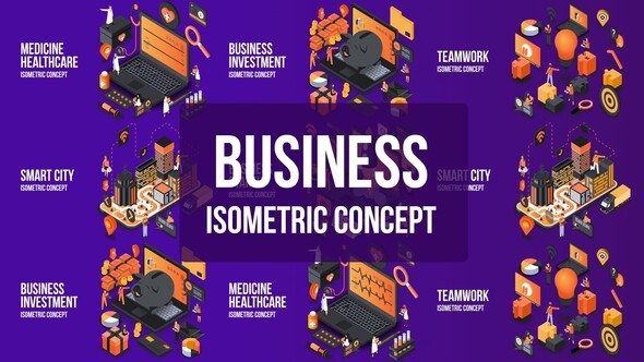 Business Investment- Isometric Concept Video Displays template preview