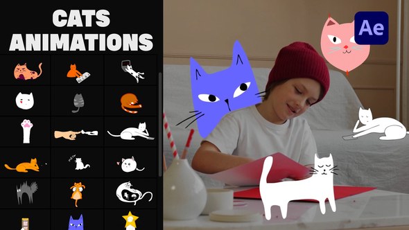 Videohive Cartoon Cats Animations | After Effects Elements template preview