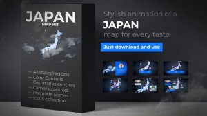 Videohive Japan Map Animation - Japanese Map Kit Video Displays template preview
