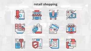Retail Shoping – Thin Line Icons Video Displays template preview