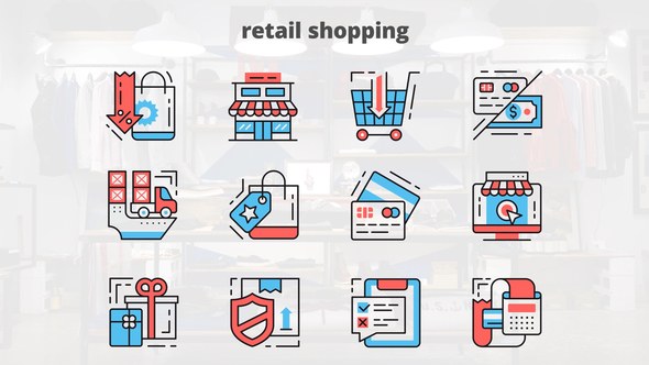 Retail Shoping – Thin Line Icons Video Displays template preview