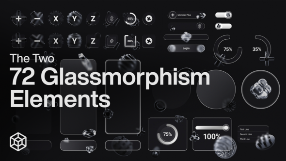 Videohive The Two - 72 Glassmorphism Elements Elements template preview