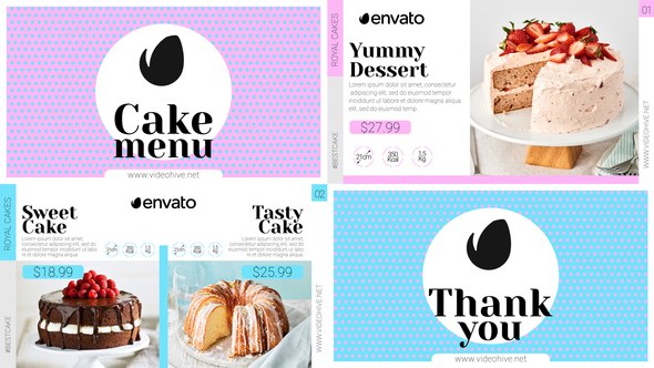 Elegant Cake Menu Video Displays template preview