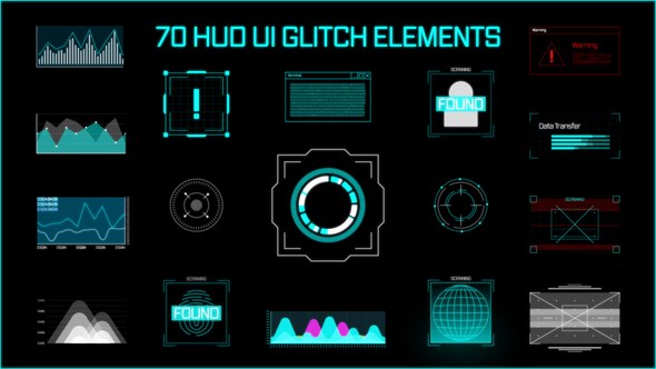 Videohive HUD UI Glitch Elements Elements template preview