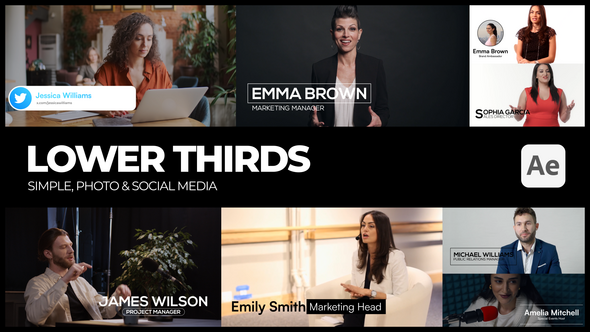 Simple Lower Thirds Video Displays template preview