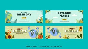 Earth Day Horizontal Banner Video Displays template preview