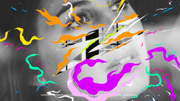 Videohive Cartoon Fire Transitions Elements template preview