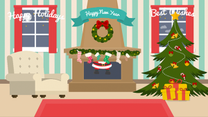 Cartoon Christmas Postcard Video Displays template preview