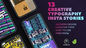 Videohive 13 Creative Typography Instagram Stories Broadcast-packages template preview