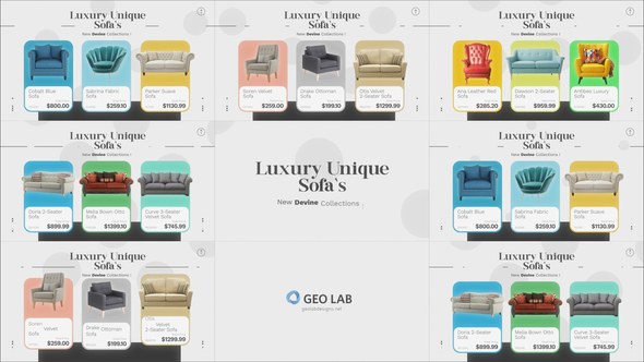 Videohive Luxury Unique Sofas Slideshow l Home DГ©cor Products Video Displays template preview