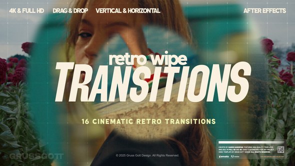 Videohive Retro Wipe Transitions Elements template preview